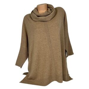 Charter Club 100% Cashmere Womens S / M Cowl Neck Sweater Top Camel Brown Poncho